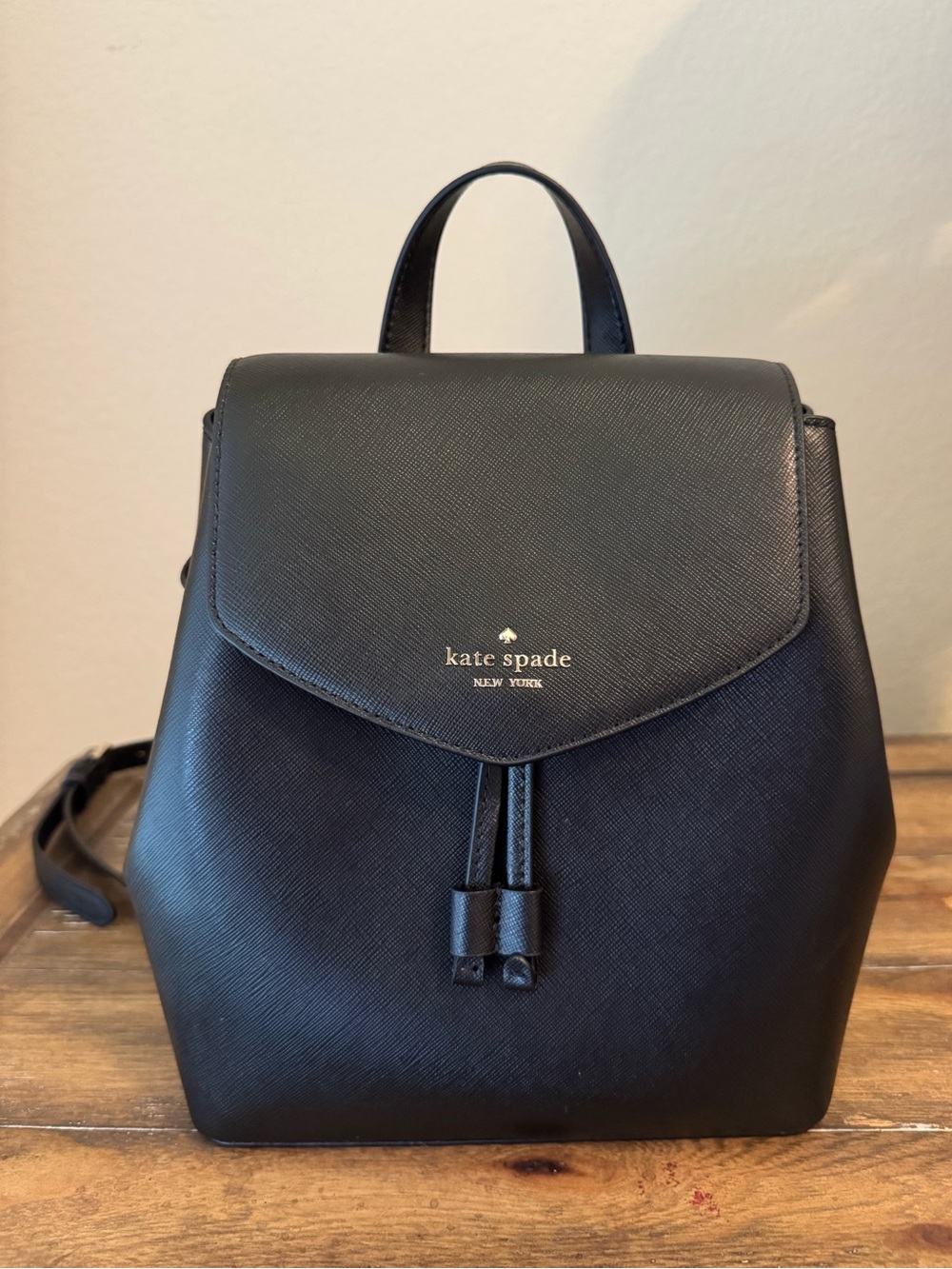 Kate Spade Black, Medium Lizzie, Saffiano Leather Backpack - New With Tags